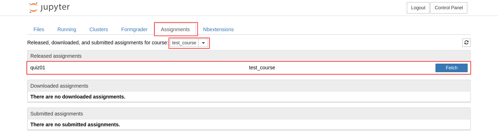 Released assignments are visible under the Assignments tab