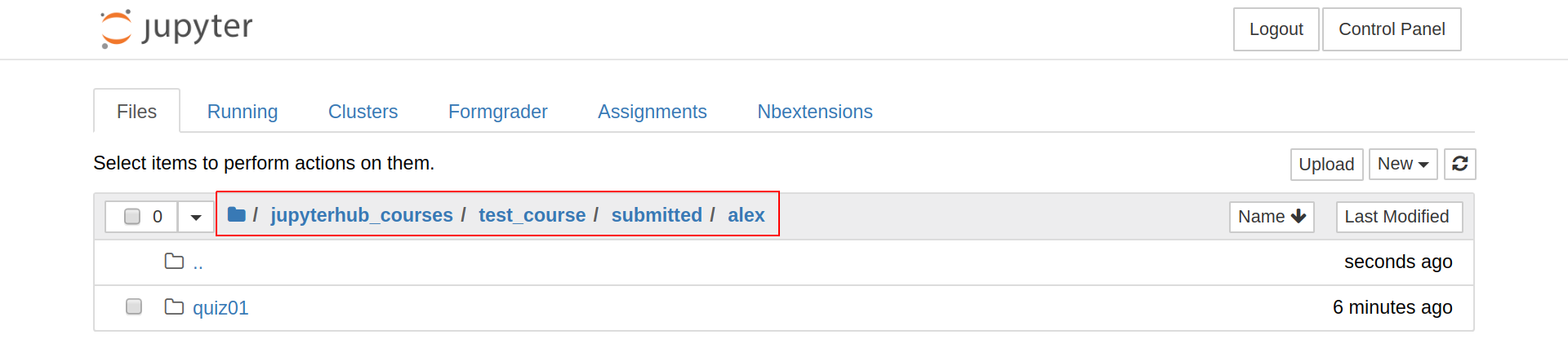 After collection, submitted assignments are copied to a submitted subdirectory under the course’s directory